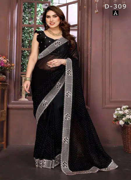 Df 309 A TO E Fendi Crunchy Designer Party Wear Saree Exporters In India